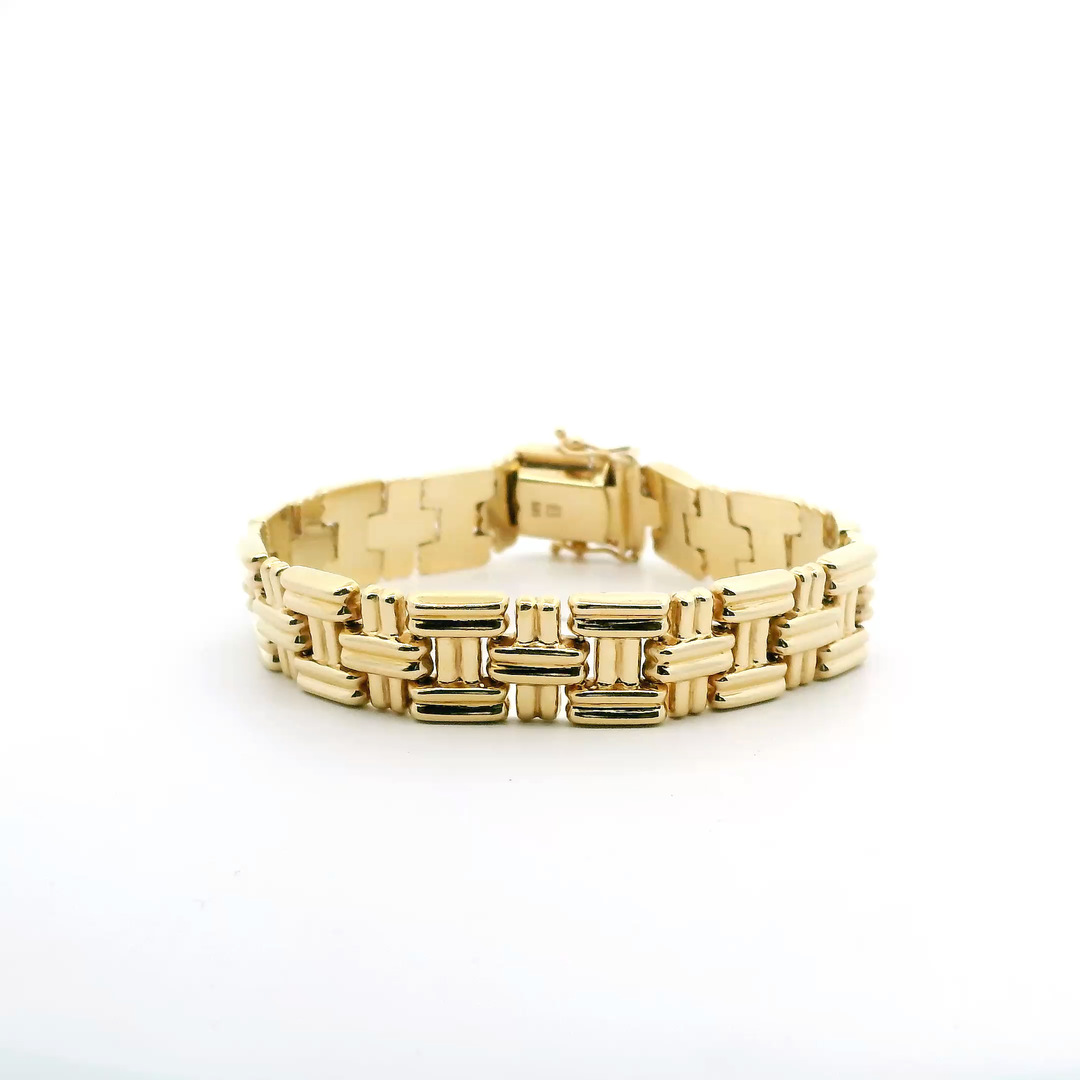 Estate 14K Yellow Gold Textured Basket Weave Bracelet, 7.25 inch