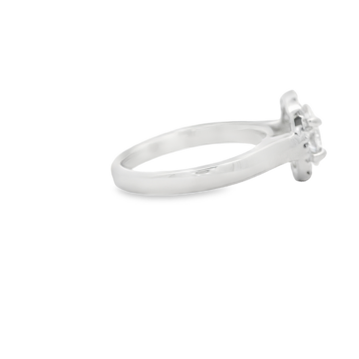 Estate Platinum Halo Engagement Ring set with 1 0.80 ct Oval Diamond, G SI2, and 16 Round Diamonds, 0.12 ctw