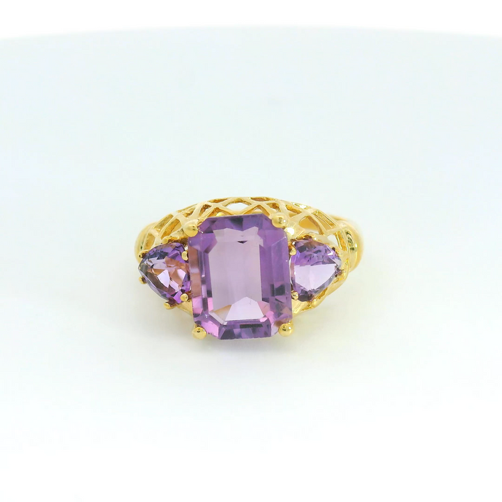 14KG Yellow Gold Amethysts Estate Fashion Rings