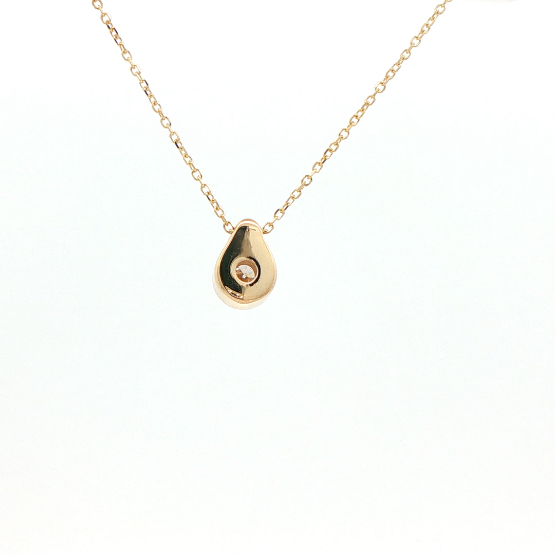14K Yellow Gold Sliding Diamond Pendant with 1 Round Diamond, 0.31 ct on a Cable Chain, 18 inches
