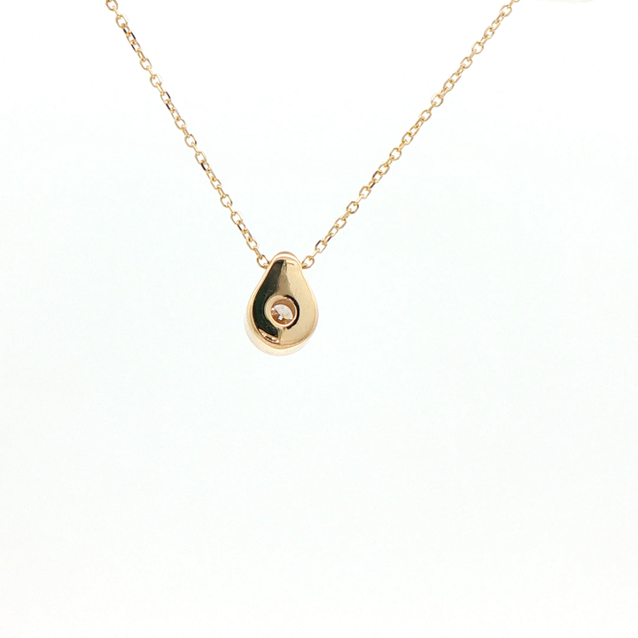 14K Yellow Gold Sliding Diamond Pendant with 1 Round Diamond, 0.31 ct on a Cable Chain, 18 inches