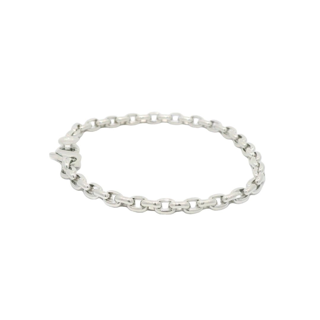 6.25 inch 14KG White Gold Estate Oval Link Bracelet