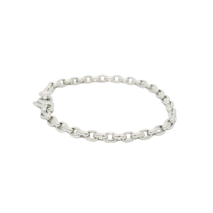 6.25 inch 14KG White Gold Estate Oval Link Bracelet