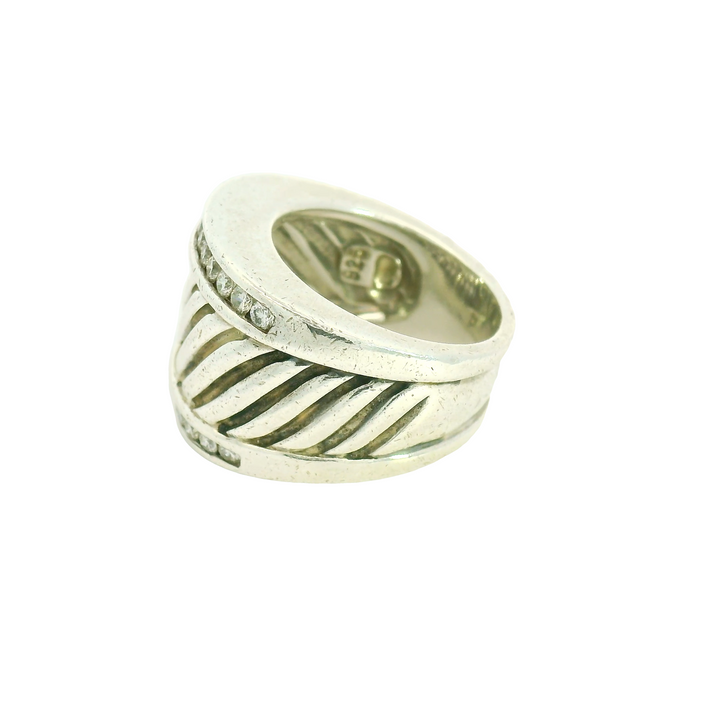 Sterling Silver Estate Accented Gemstone Ring set with 24 Diamonds total stone weight measures 0.5 ctw.