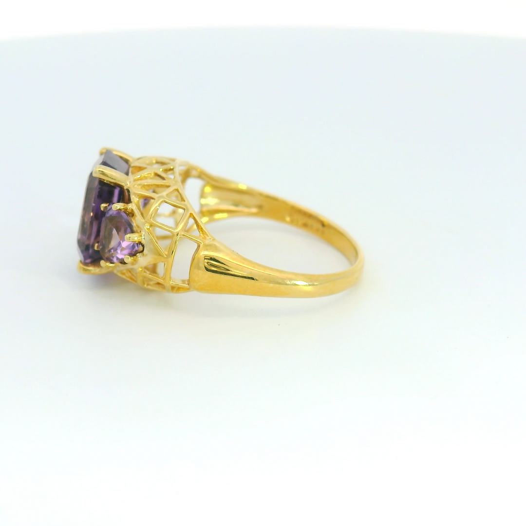 14KG Yellow Gold Amethysts Estate Fashion Rings