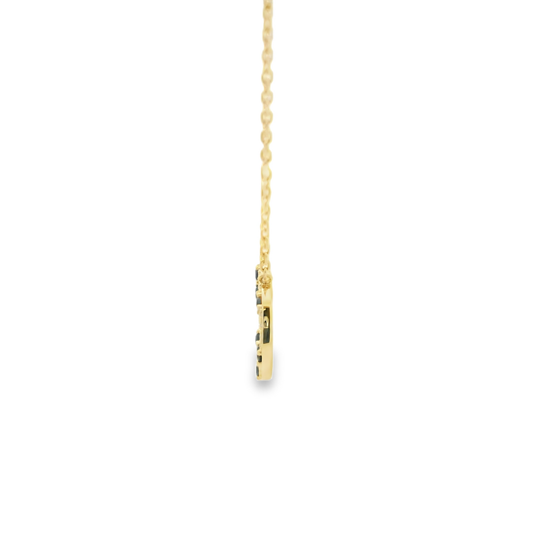 4KG Yellow Gold Alternating Circle Gemstone Pendant with 6 Round Sapphire(s) totaling 0.23 cts. and 42 round G/H diamonds totaling 0.15 ctw  on a 18 inch 14KG Yellow Cable chain