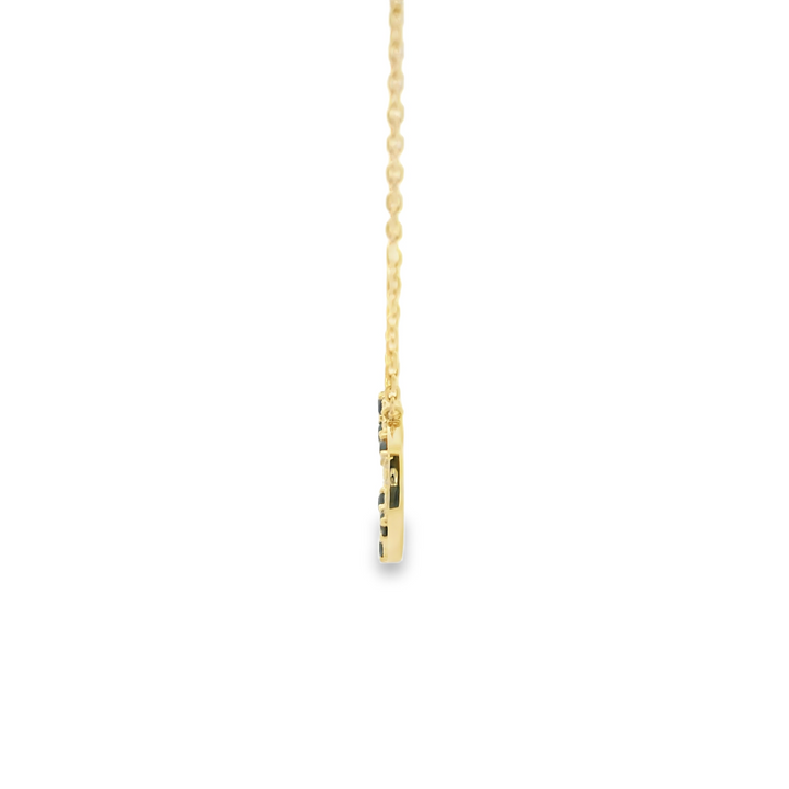 4KG Yellow Gold Alternating Circle Gemstone Pendant with 6 Round Sapphire(s) totaling 0.23 cts. and 42 round G/H diamonds totaling 0.15 ctw  on a 18 inch 14KG Yellow Cable chain