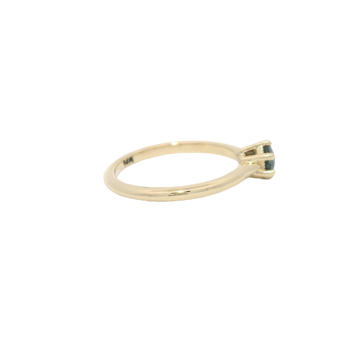 Marthaler Made 14K Yellow Gold Solitaire Gemstone Ring set with 1 Sapphire total stone weight measures 0.4 ctw.