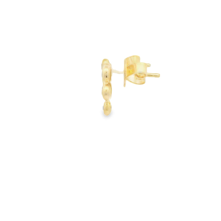 14K Yellow Gold Stud Earrings set with 6 Round Sapphires, 0.44 ctw. and 4 Round G/H SI1-SI2 Diamonds, 0.09 ctw