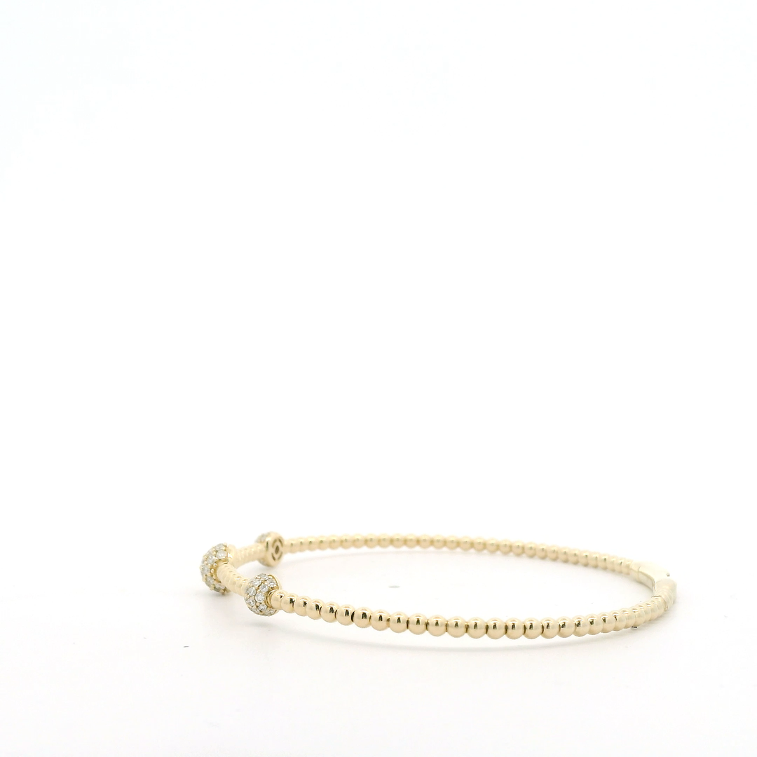 14K Yellow Gold Flexible Bangle set with 66 Round Diamonds, 0.40 ctw