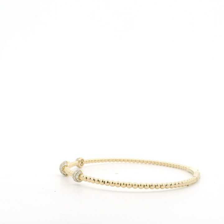 14K Yellow Gold Flexible Bangle set with 66 Round Diamonds, 0.40 ctw