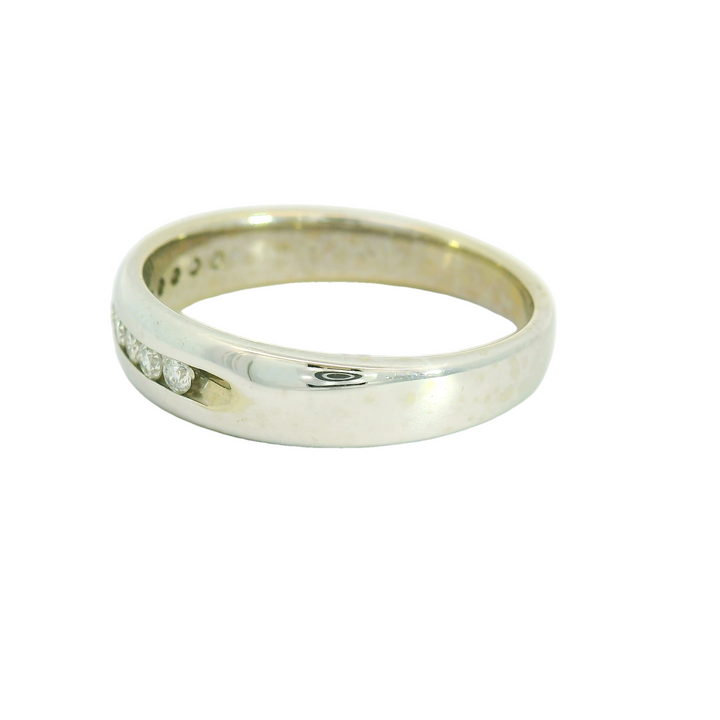 14K White Gold Estate Channel Set Anniversary Band set with 10 Diamonds total stone weight measures 0.35 ctw.