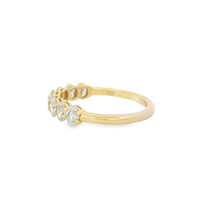 Marthaler Made 14K Yellow Gold Wedding Band set with 8 Oval Diamonds, 1.08 ctw