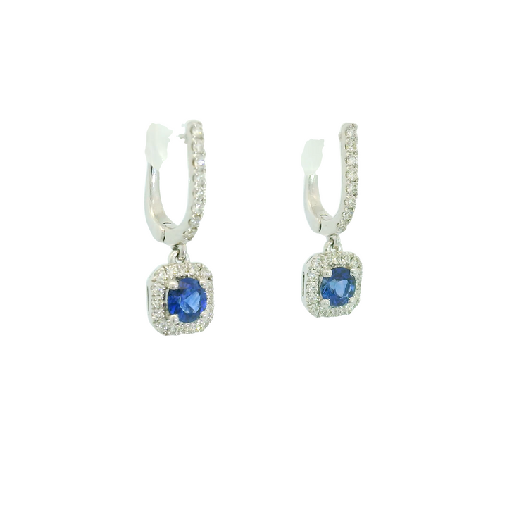 14K White Gold 0.55Ct. Sapphire Dangle Earrings