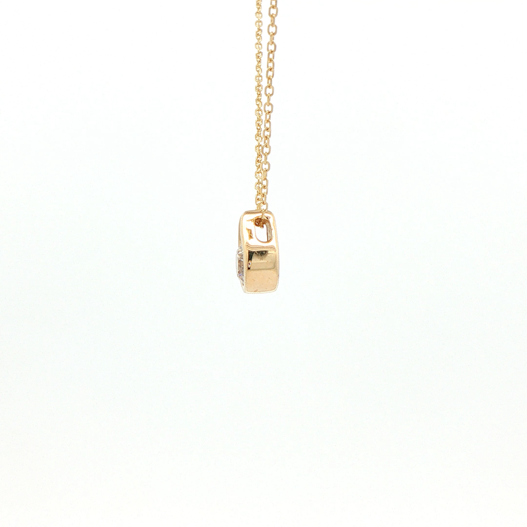 14K Yellow Gold Sliding Diamond Pendant with 1 Round Diamond, 0.31 ct on a Cable Chain, 18 inches