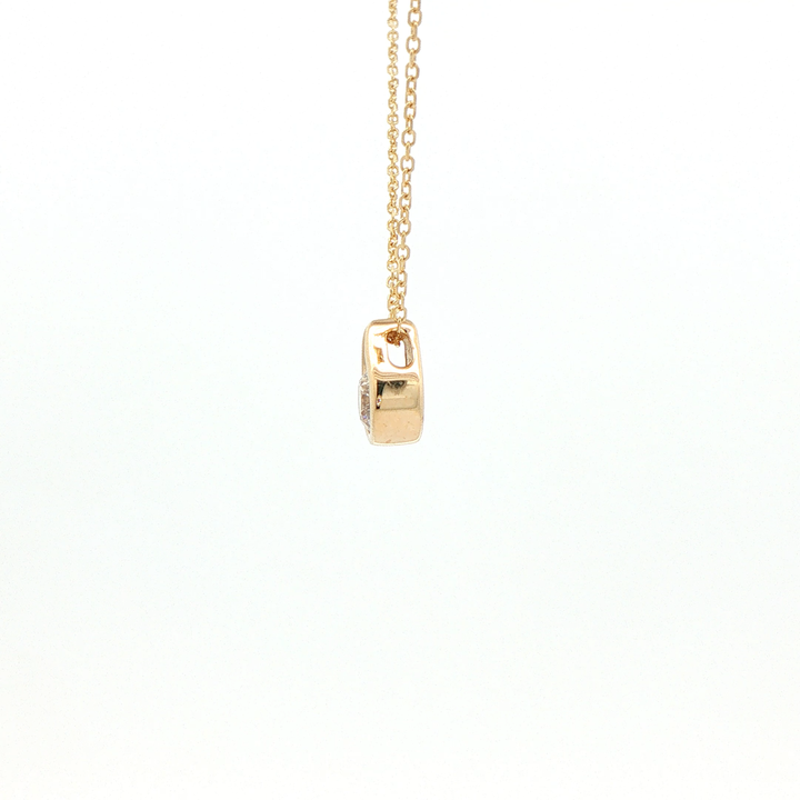14K Yellow Gold Sliding Diamond Pendant with 1 Round Diamond, 0.31 ct on a Cable Chain, 18 inches