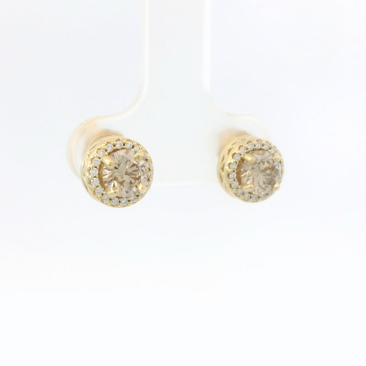 14KG Yellow Gold Estate 1.04 ctw. Diamond Stud Earrings