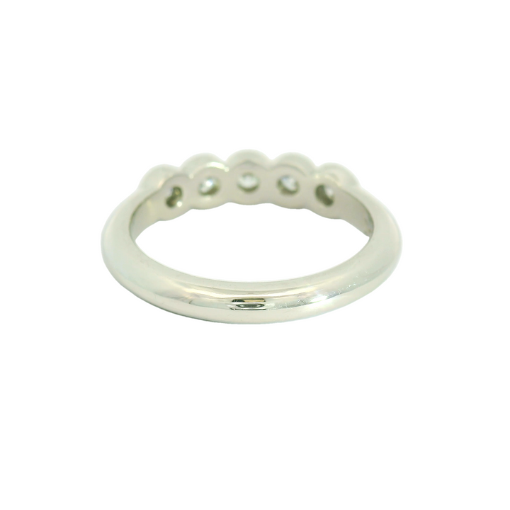Marthaler Made Platinum Bezel Set Wedding Band set with 5 Round Diamonds, 0.45 ctw