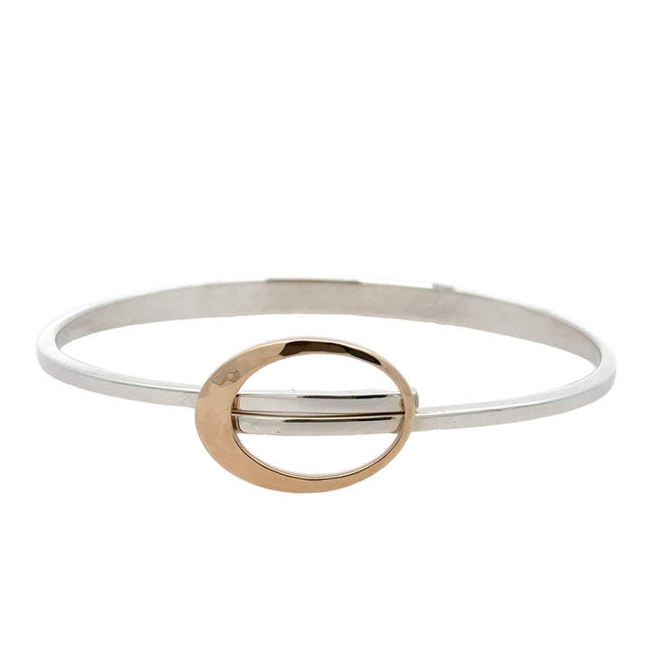 Sterling Silver Two-Toned Ed Levin Elliptical l Elegance Bangle