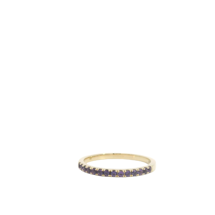 14K Yellow Gold Band with 14 Round Amethysts, 0.21 ctw