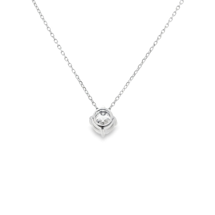 Marthaler Made 14K White Gold Solitaire Diamond Pendant with 1 Round Diamond, 0.55 ct on a Cable Chain, 18 inches