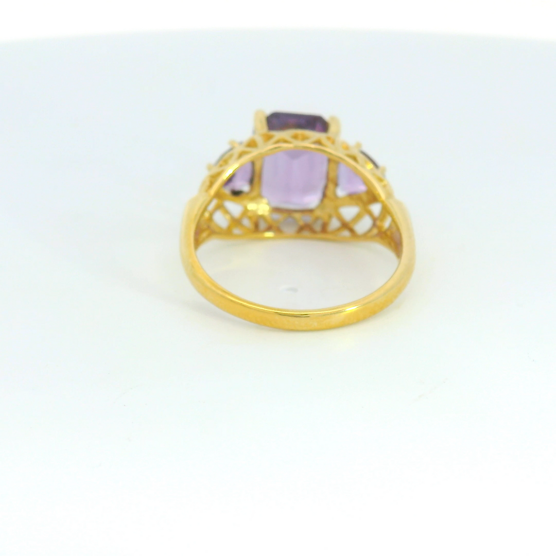 14KG Yellow Gold Amethysts Estate Fashion Rings