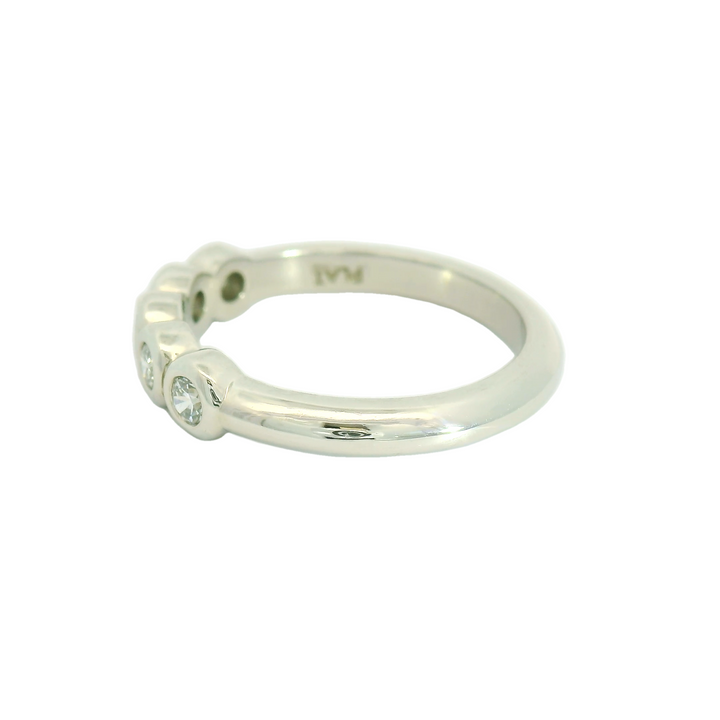 Marthaler Made Platinum Bezel Set Wedding Band set with 5 Round Diamonds, 0.45 ctw