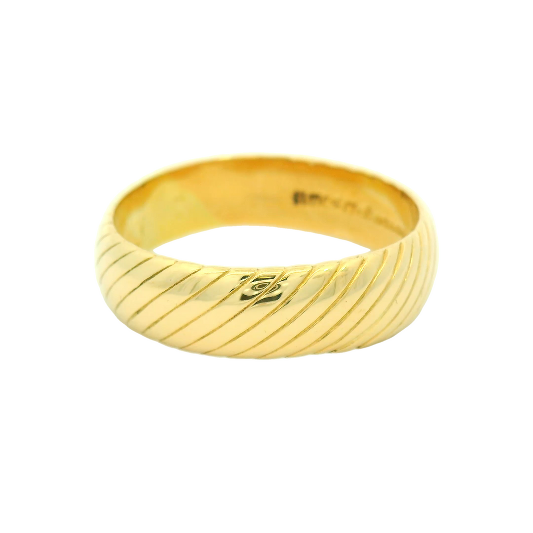 14K Yellow Gold 7mm Engraved Estate Men's Wedding Band Size 14.5