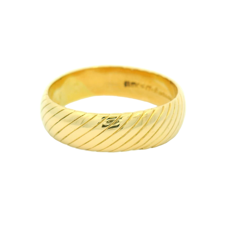 14K Yellow Gold 7mm Engraved Estate Men's Wedding Band Size 14.5
