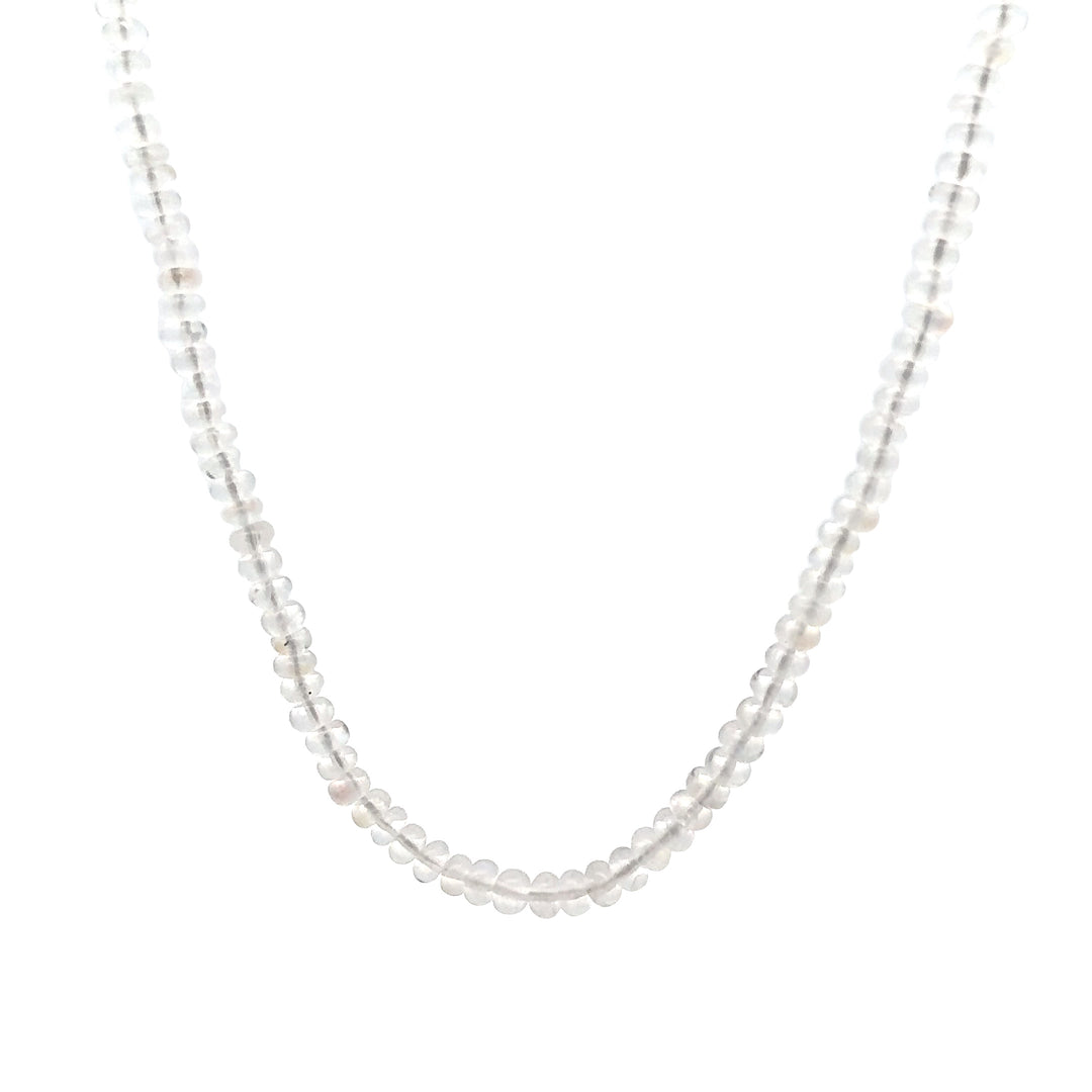 14KG White Gold Moonstone Bead Gemstone Necklace