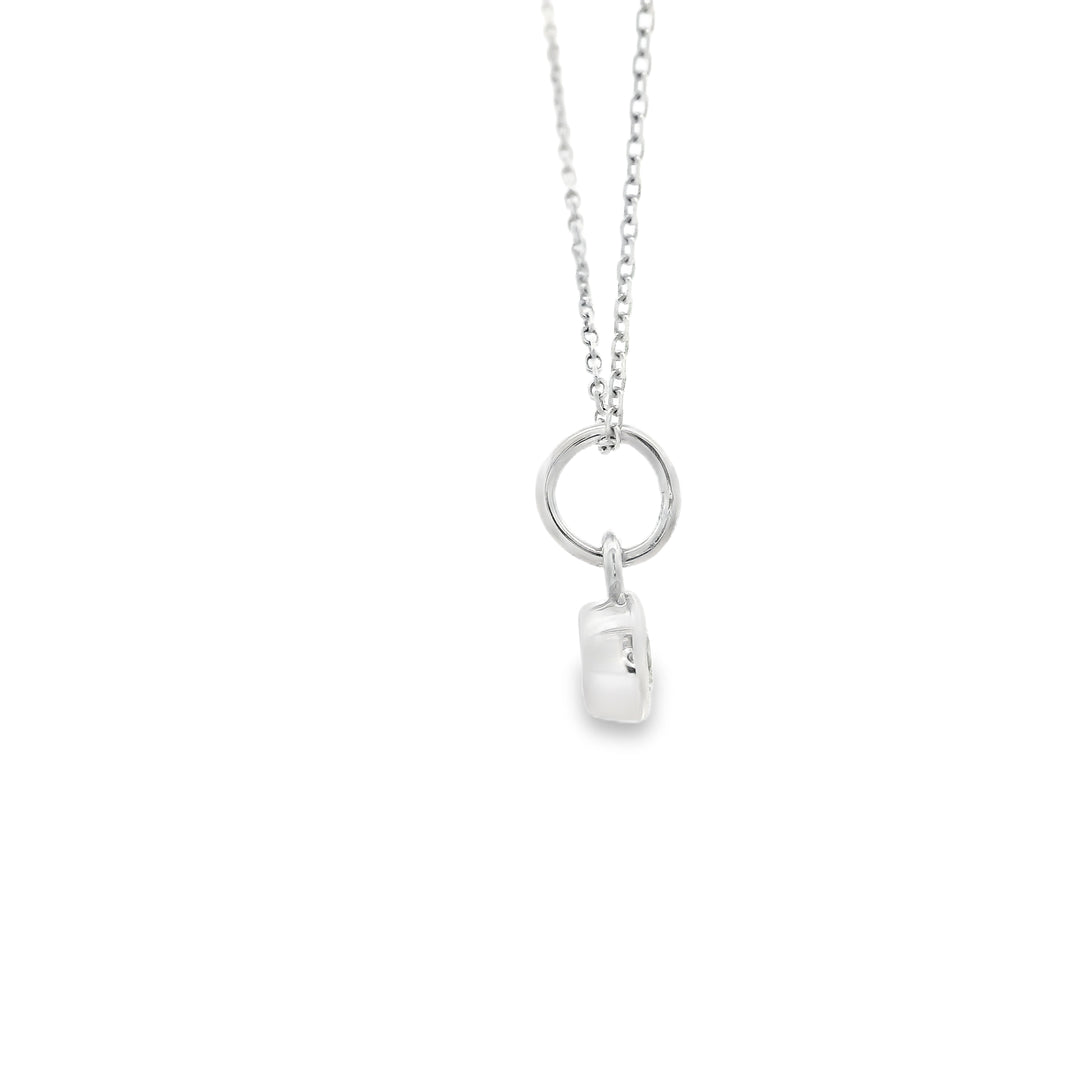 Marthaler Made 14K White Gold Solitaire Diamond Pendant with 1 Round Diamond, 0.18 ct on a Cable Chain, 18 inches