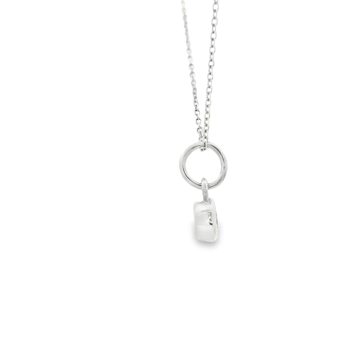 Marthaler Made 14K White Gold Solitaire Diamond Pendant with 1 Round Diamond, 0.18 ct on a Cable Chain, 18 inches