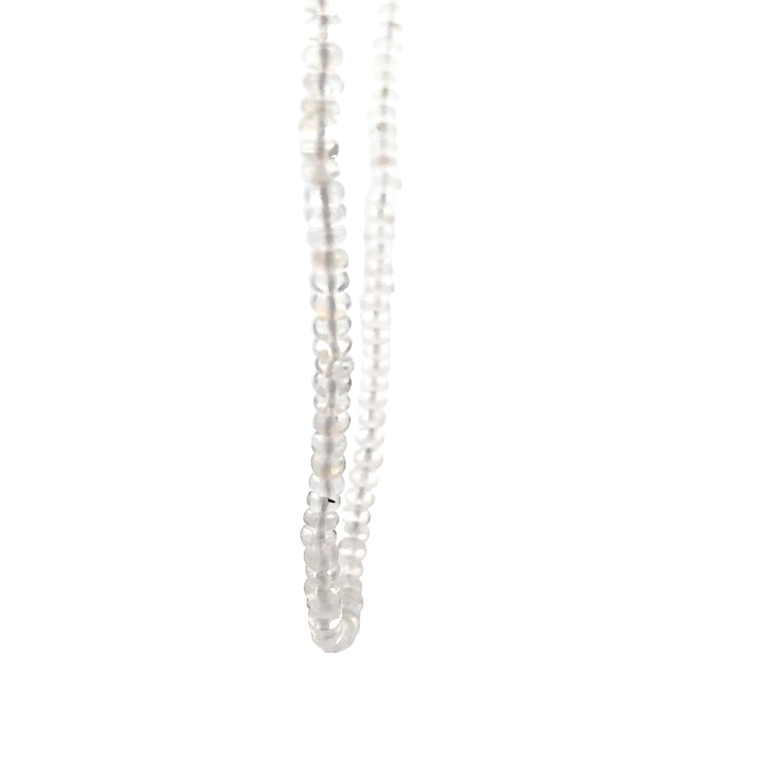 14KG White Gold Moonstone Bead Gemstone Necklace