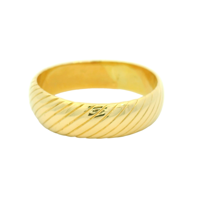 14K Yellow Gold 7mm Engraved Estate Men's Wedding Band Size 14.5