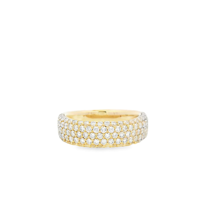 14K Yellow Gold Pavé Diamond Fashion Ring set with 103 Round Diamonds, 1.24 ctw