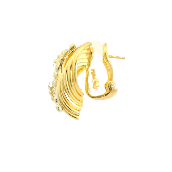 14KG Yellow Gold Estate 0.18 ctw. Diamond Twisted Hoop Earrings