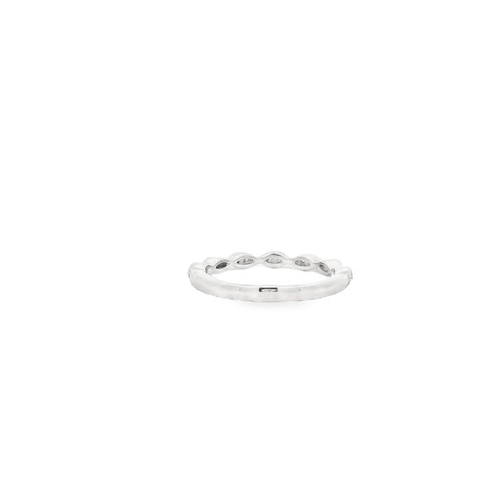 Platinum Milgrain Scalloped Anniversary Band set with 14 Round Diamonds,  0.15 ctw