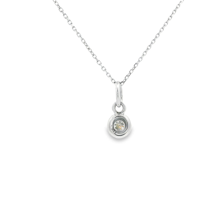 Marthaler Made 14K White Gold Solitaire Diamond Pendant with 1 Round Diamond, 0.18 ct on a Cable Chain, 18 inches
