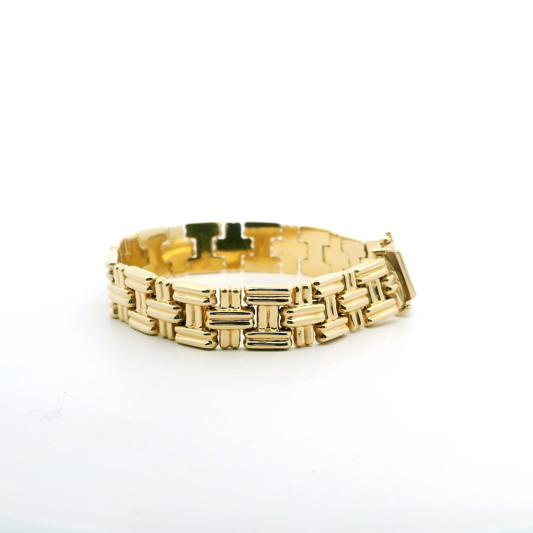 Estate 14K Yellow Gold Textured Basket Weave Bracelet, 7.25 inch