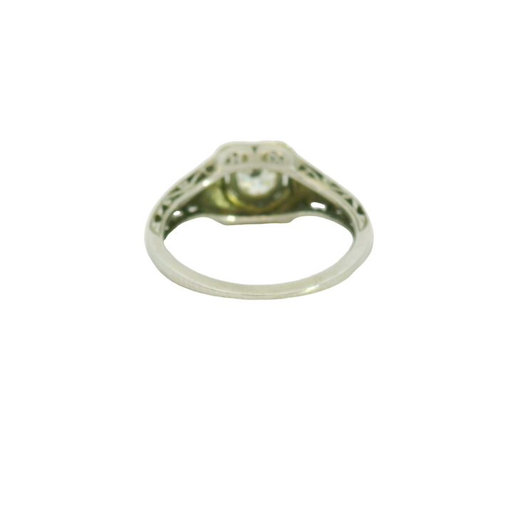 18KG White Gold Estate Solitaire Engagement Ring Total diamond weight for ring measures 0.42 ctw.