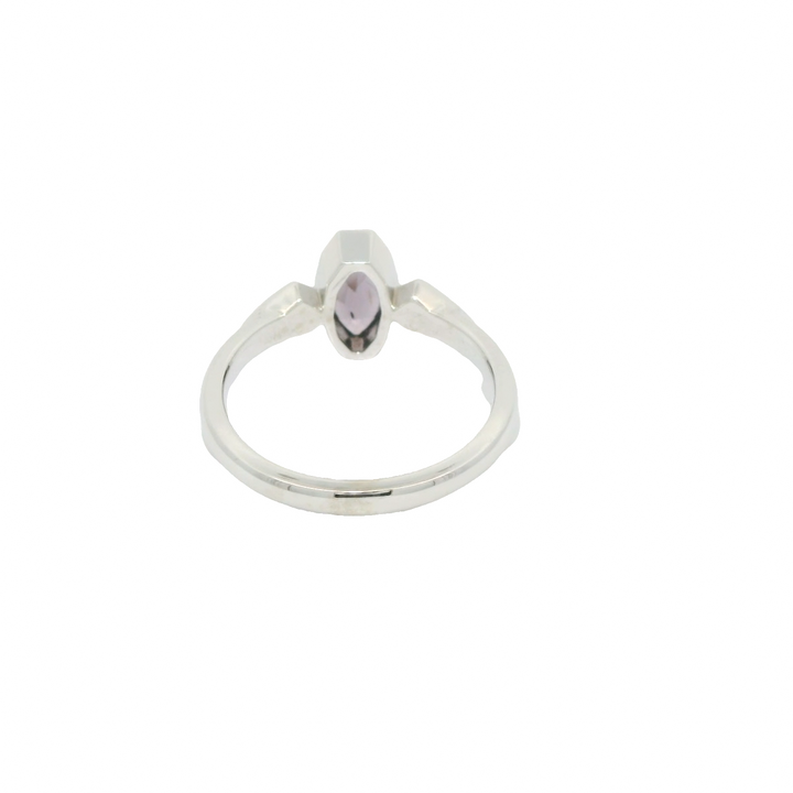 Marthaler Made 14K White Gold Solitaire Bezel Ring with 1 Elongated Spinel, 0.96 ct