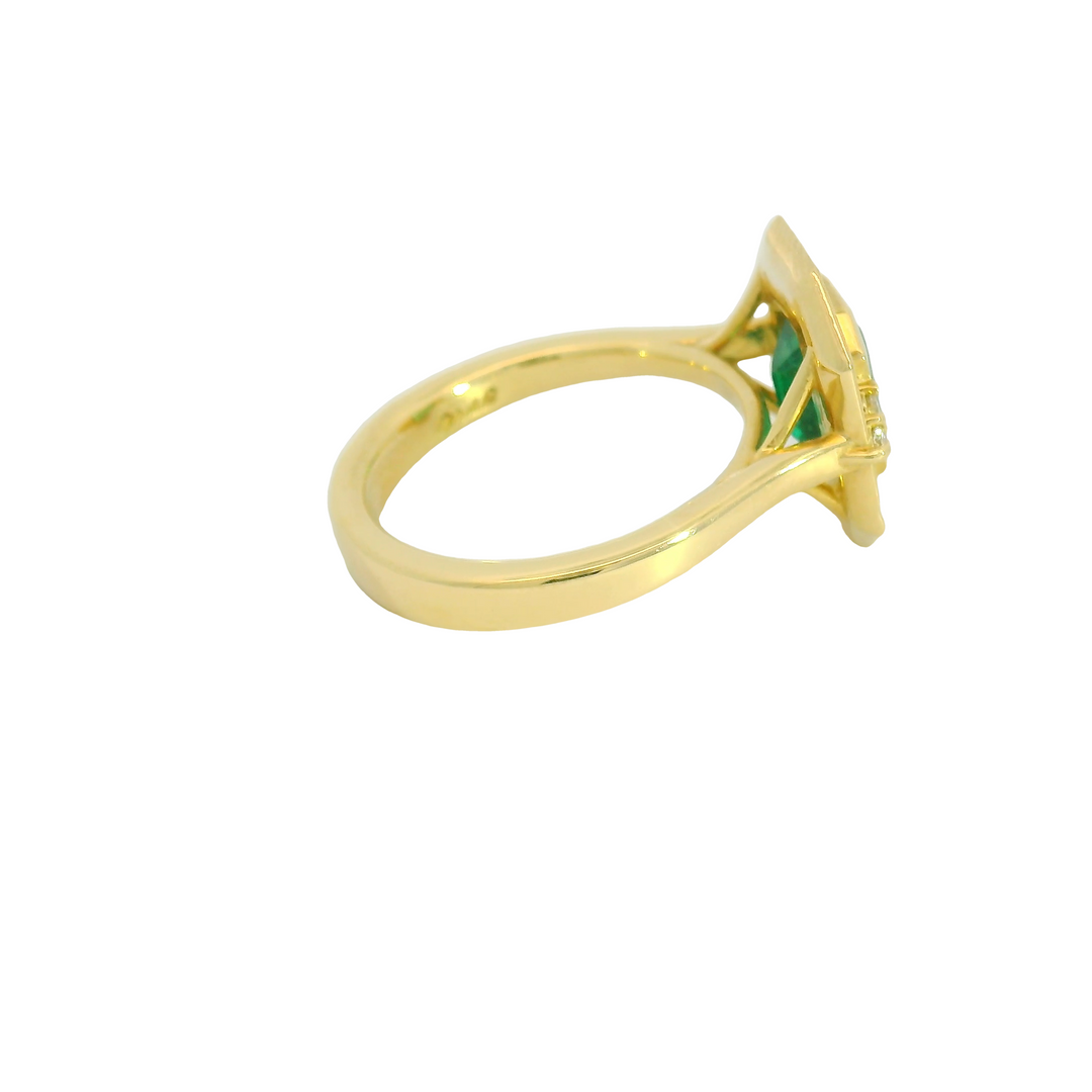 Marthaler Made 14K Yellow Gold Bezel Gemstone Ring set with 1 Emerald total stone weight measures 1.69 ctw.