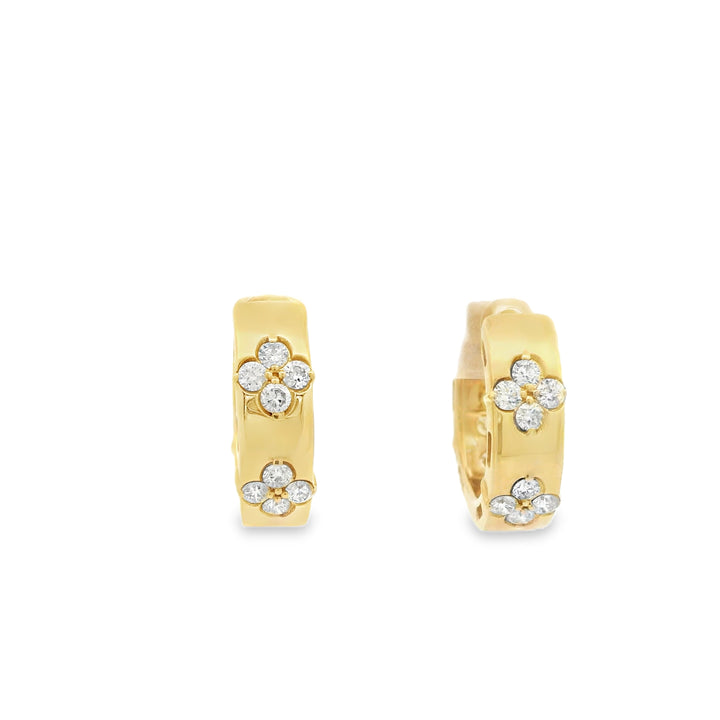 14K Yellow Gold Estate Diamond Huggie Earrings