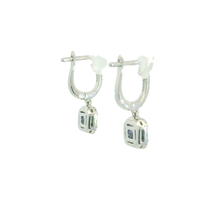 14K White Gold 0.55Ct. Sapphire Dangle Earrings