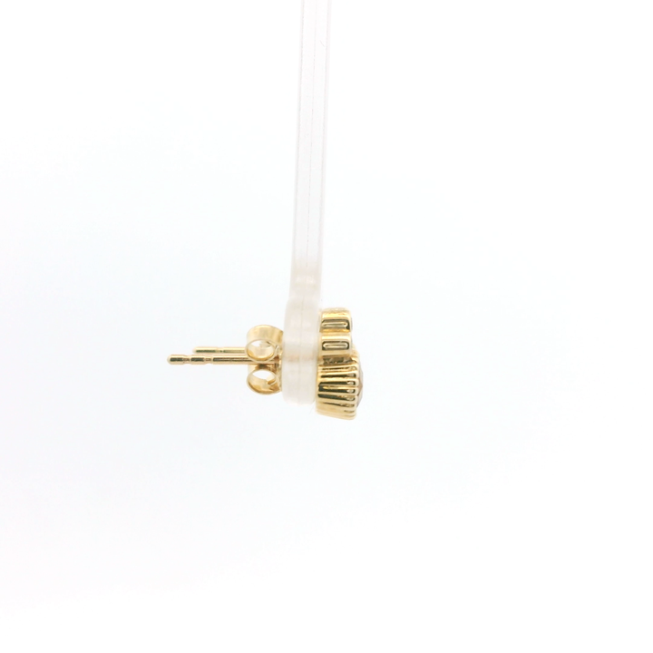 14K Yellow Gold Stud Earrings set with 2 Oval Citrines, 0.73 ctw and 6 Round Diamonds, 0.05 ctw