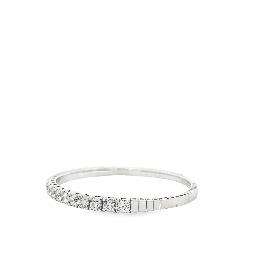 14K White Gold Flexible Bangle set with 20 Round Diamonds, 5.01 ctw