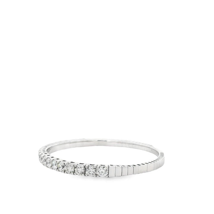 14K White Gold Flexible Bangle set with 20 Round Diamonds, 5.01 ctw