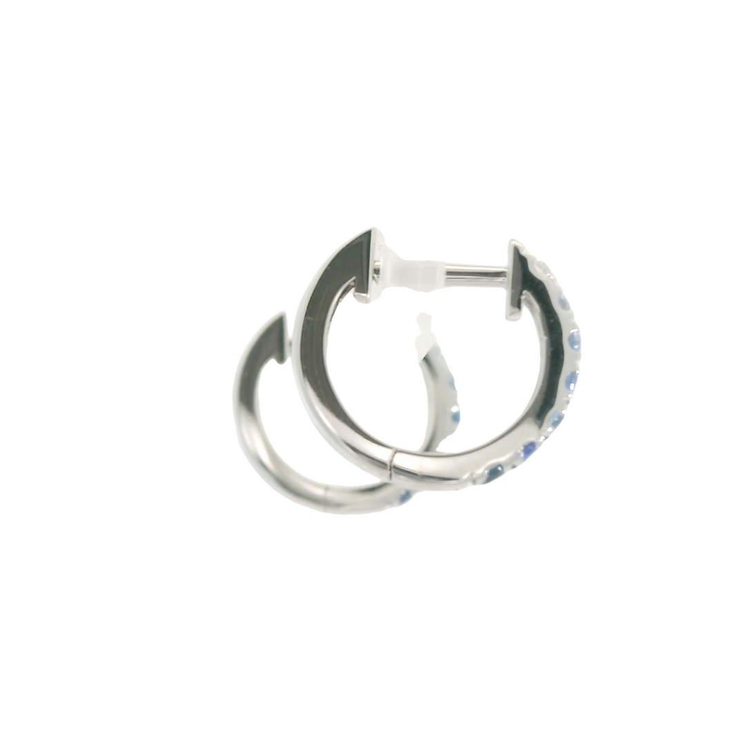 14KG White Gold Sapphire Huggie Earrings