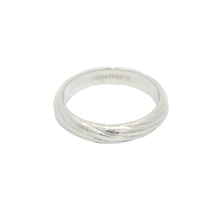 18K White Gold 4mm Polished Estate Women's Wedding Band Size 7