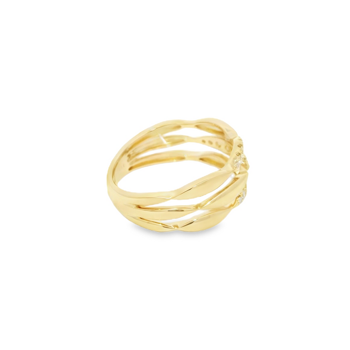 Lady's 14KG Yellow Gold 0.23ctw. Diamond Three Row Fashion Ring